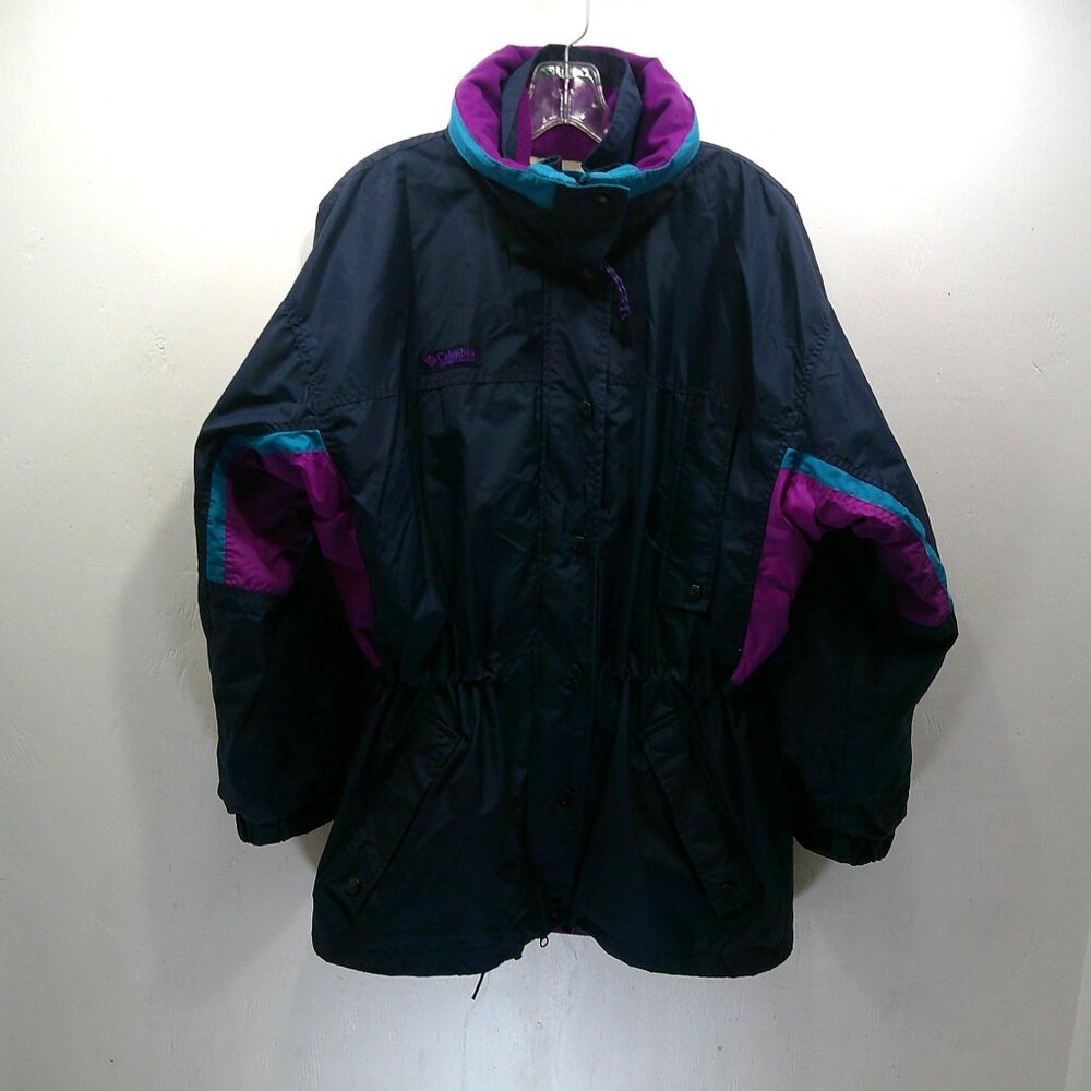 Columbia Vintage 90’s Preppy Ski Jacket Longs Peak Size M | Navy Purple Teal - Picture 3 of 12